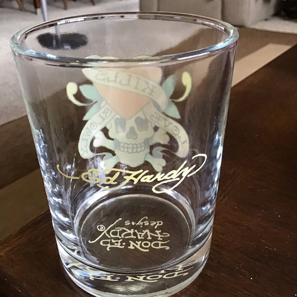 Ed Hardy Love Kills Slowly Drinking Glass (4”) - Picture 3 of 4